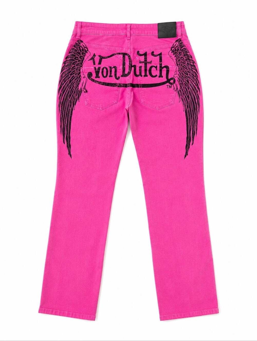 VON DUTCH Tattoo Wings Bootcut Jeans Size 9 Graphic Denim Y2K Flare PINK - Picture 5 of 9
